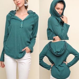 Hooded waffle top